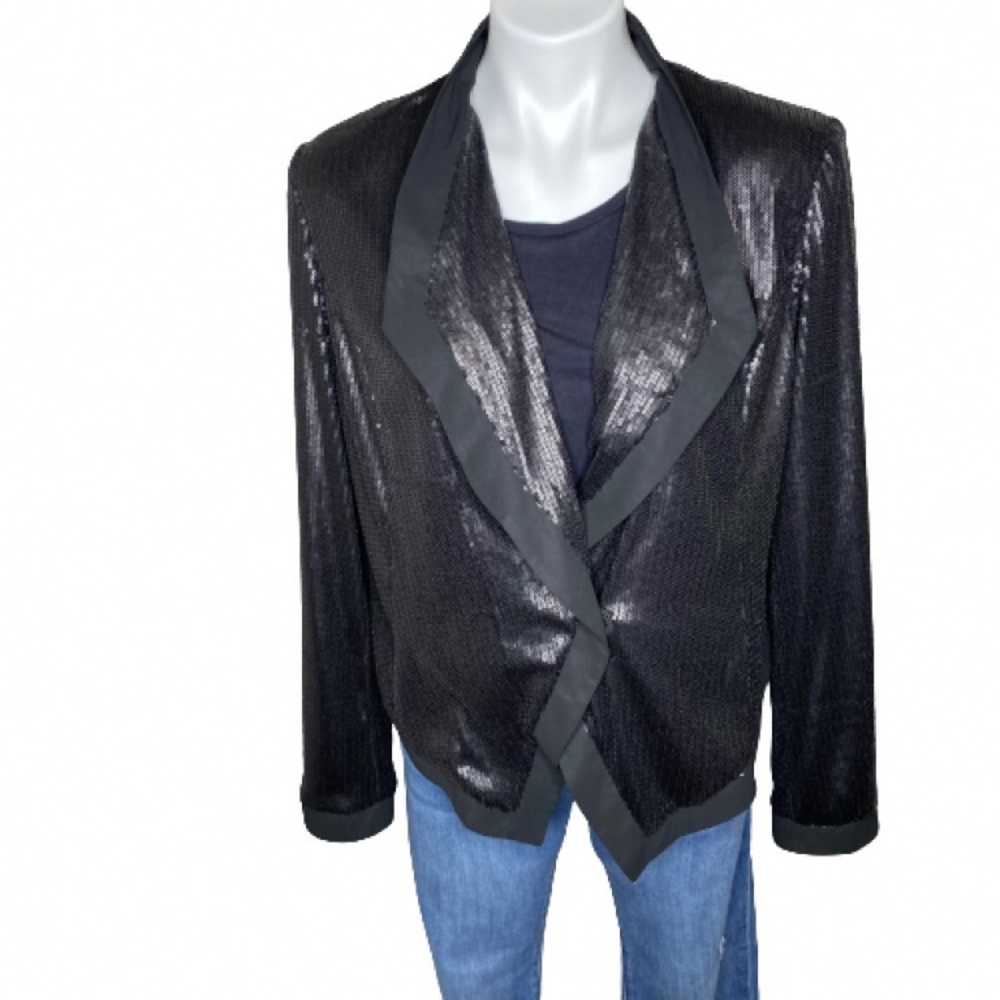 INC Black Sequin Blazer Jacket